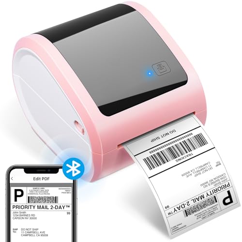 ASprink Impresora de Etiquetas de Transporte térmico Bluetooth 4x6 - Impresora de Etiquetas térmicas inalámbricas para envases de Transporte y pequeñas Empresas, Compatible con USPS, shopify, Ebay
