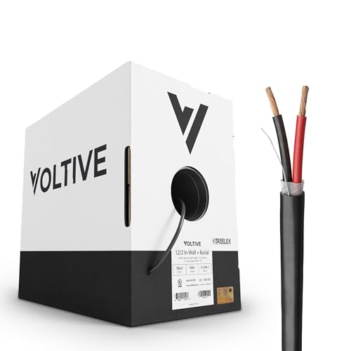Voltive 12/2 Speaker Wire, in-Wall CL3 & Direct Burial, Black, 500ft - 12AWG, 2 Conductors, Stranded Oxygen-Free Copper, UL Listed - V-1206-5 by Voltive - Used condition - US$234.42