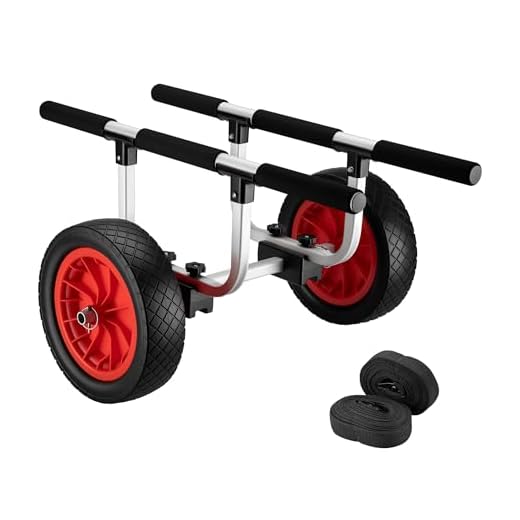 Alu Transportwagen 90kg mit großem PU-Rad Ø31cm & verstellbare Breite für Kajaks