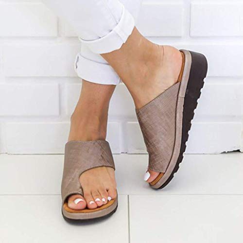 Zbyy Womens Open Toe Ring Sandals Slippers, Summer Sandals For Women Casual Flat Platform Slippers Beach Shoes Gray #TOP1