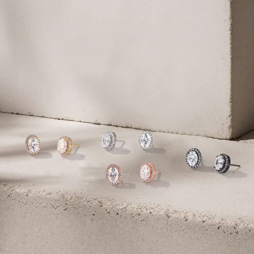 Smilest Halo Moissanite Stud Earrings For Women, 2 Ct Oval D Color Vvs1 Clarity Lab Created Diamond Earrings 18K White Gold Vermeil S925 Sterling Silver Oval Moissanite Earrings For Women Wife Gifts #TOP5