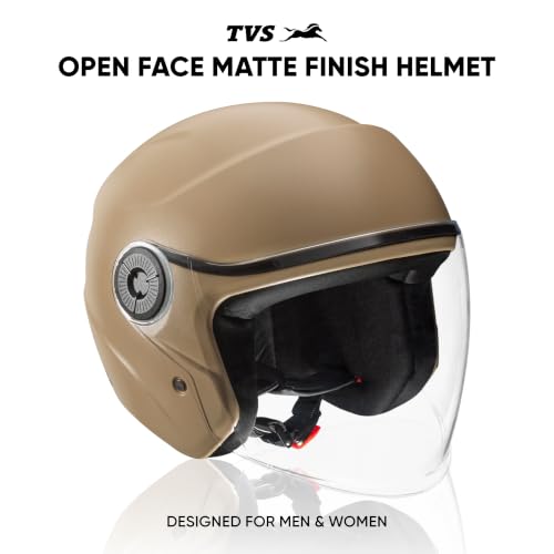 Image of TVS ACE ISI Certified Open face Unisex Helmet with Full Coverage Visor Available in 8 Colors | Lightweight Comfort-Fit Microfiber Liner Equipped with Quick Release Chin Strap
