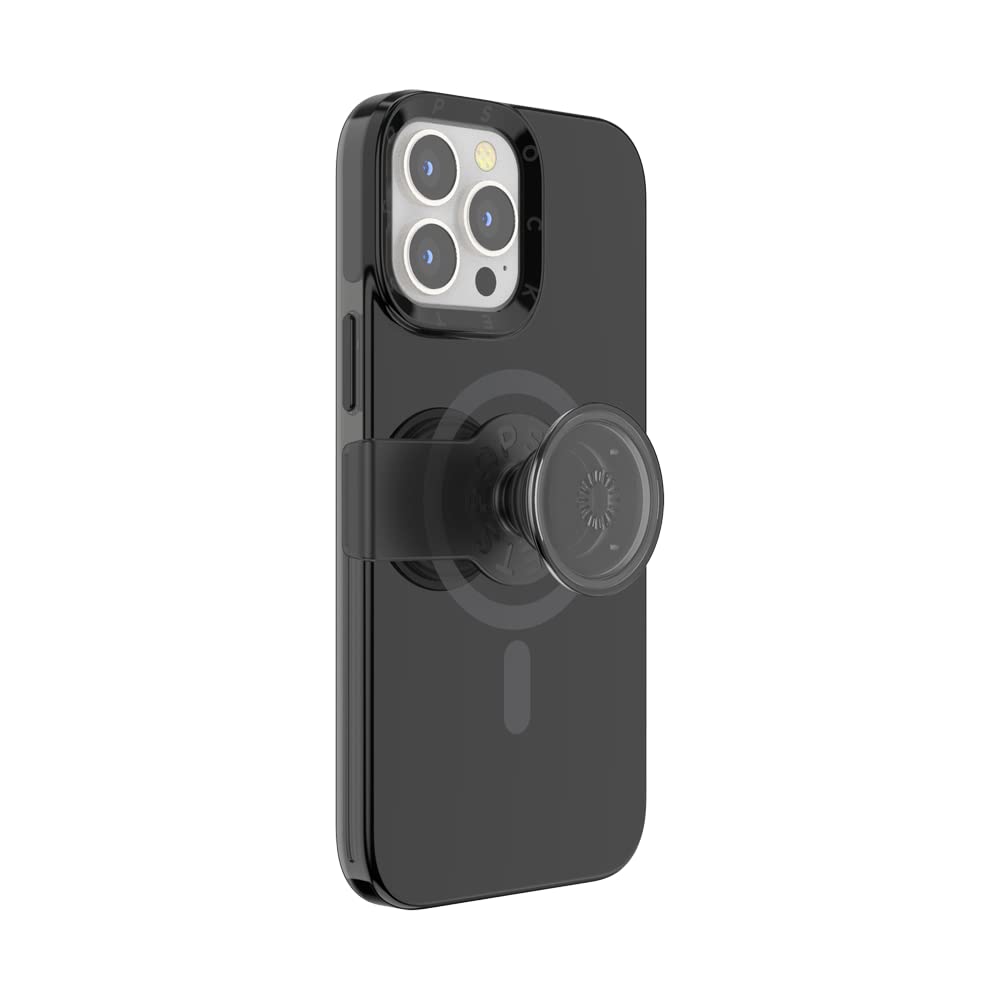 PopSockets: PopCase for MagSafe - Phone Case for iPhone 13 Pro Max with a Repositionable PopGrip Slide Phone Stand and Grip with a Swappable Top - Black