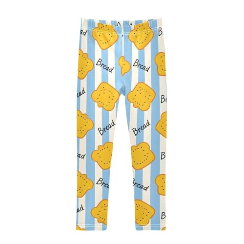 ALAZA Girls' Leggings Children's Yoga Pants Skinny Printed Dance Bread Blue Striped Comfortable 4T