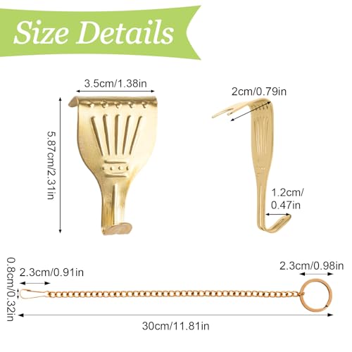 Image of Picture Hanging Kit 10Pcs Picture Rail Hooks with 10Pcs Chains, Metal Rail Hanging Hooks Picture Display Hanging System for Wall Picture, Exhibition(Gold)