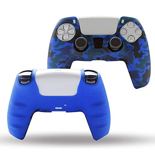 Sofunii 2 Pack Silicone Controller Skins Camo Anti-Slip Cover Case Protector Sleeve For Playstation 5 /Ps5 Controller With 8 X Thumb Grip Caps(Blue,Red) #TOP5