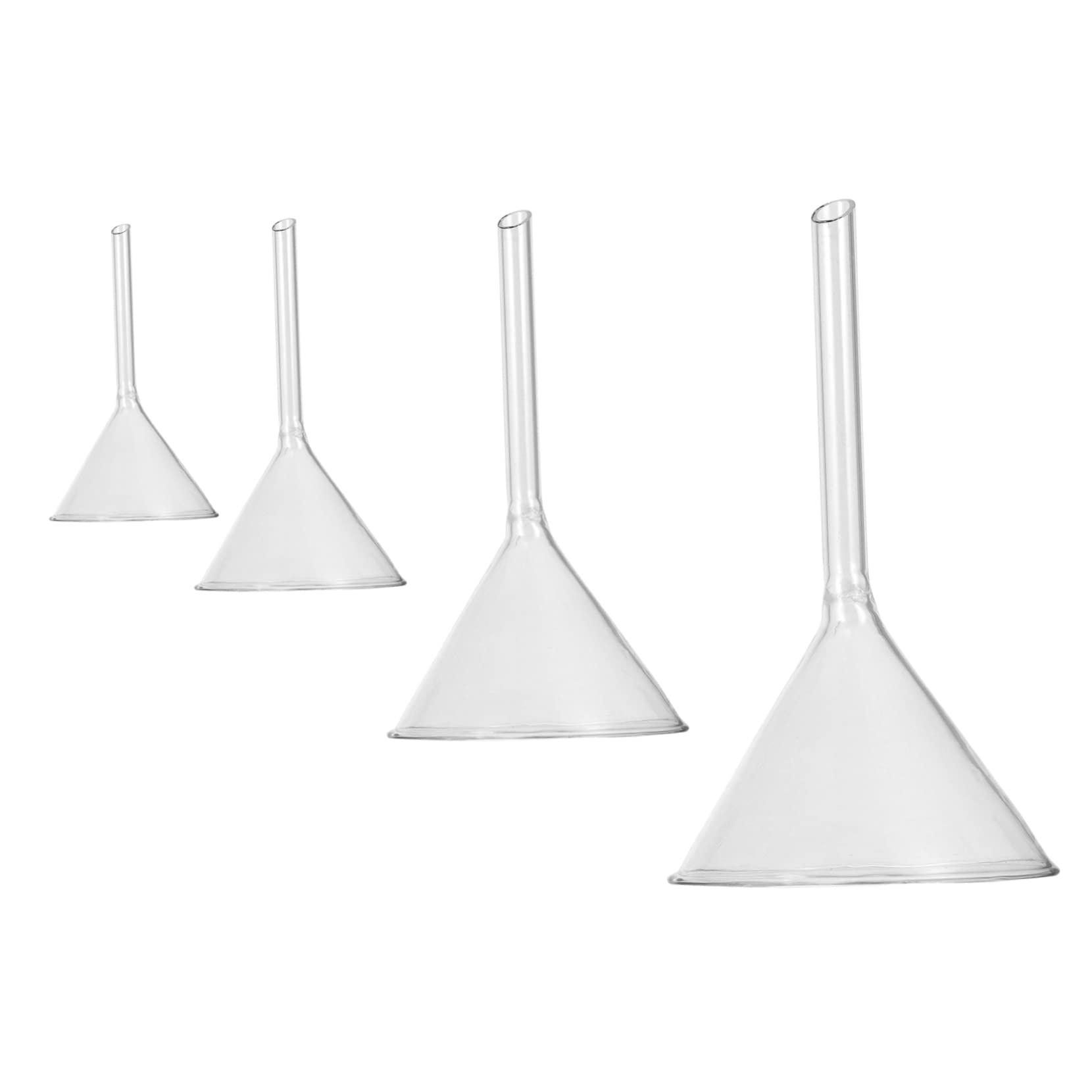 Didiseaon Imbuto in Vetro a Collo Breve, 4 Pezzi, Triangolare, ad Alta Resistenza Termica e Chimica, per Laboratorio e Travaso di Liquidi in Piccole Bottiglie