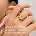 BENIQUE Gold Silver Chunky Signet Stackable Pinky Ring for Women Men, Guardian Angel Cherub, Tarnish-Resistant 18K Gold Plated Stainless Steel Size 3 4 5 6 7 8 9 10 11 (AngelSignet/G11)