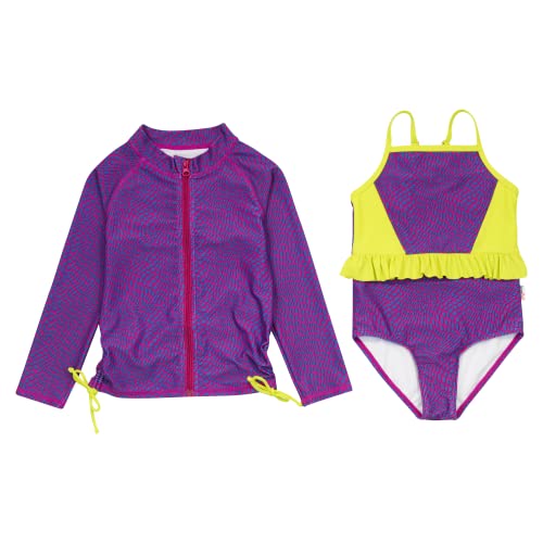 Image of SwimZip Girls' Long Sleeve Rash Guard & 1-Piece Swimsuit - UPF 50 Sun Protection