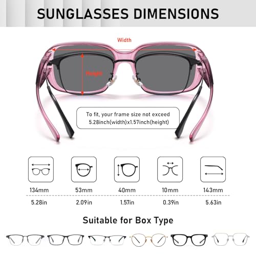Image of HAOLOTA Polarized Sunglasses Over Glasses Women Wrap-Around Glasses Small Shapes Driving Fishing UV400 Protection