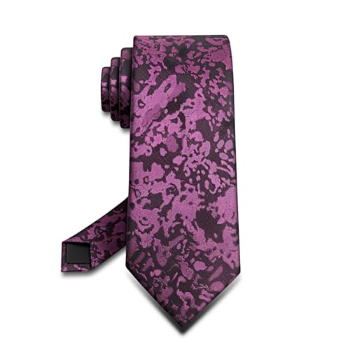 BULLIANT Ties Silk Skinny Pattern Neckties For Men Work Business Wedding Party Standard Size(Purple)