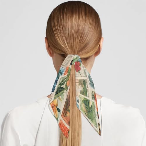 Cute Love Floral Fashion Hair Scarf Lightweight Silk Feeling Head Scarf Square Bandanas for Women2