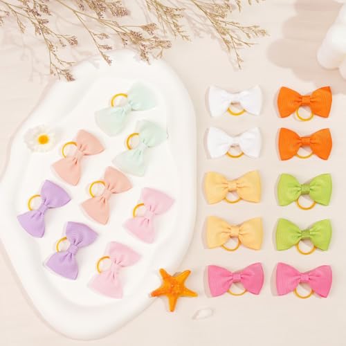 Yxiang Puppy Dog Small Hair Bows with Rubber Bands 40PCS Dog Bows Pet Grooming Hair Accessories for Yorkie Doggies Girl Puppy - Image 3