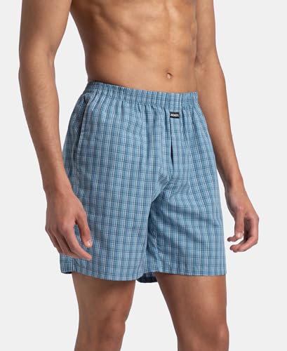Image of Jockey 1223 Men Super Combed Mercerized Cotton Woven Checkered Boxer Shorts with Side Pocket (Pack of 2, Colors & Prints May Vary)