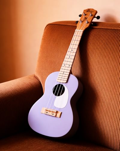 Winzz Ukulele Kinder Sopran, Ukulele Erwachsene Anfänger Set, 21 Zoll, mit 9 Zubehör, Kleine Einsteiger Kindergitarre 4 Saiten (Farbe: Violett, Holz)