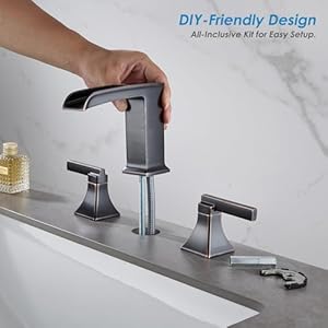 Oilrubbedbronzebathroomfaucet3holesanlivwaterfallbathroomsinkfaucets8inchtwohandlewidespreadvanitylavatoryfaucetbronzewithpopupdrainandsupplylines  Urban Country Home Decor Oil rubbed bronze bathroom faucet 3 hole sanliv waterfall bathroom sink faucets 8 inch two handle widespread vanitylavatory faucet bronze with pop up drain and supply lines  urban country home decor