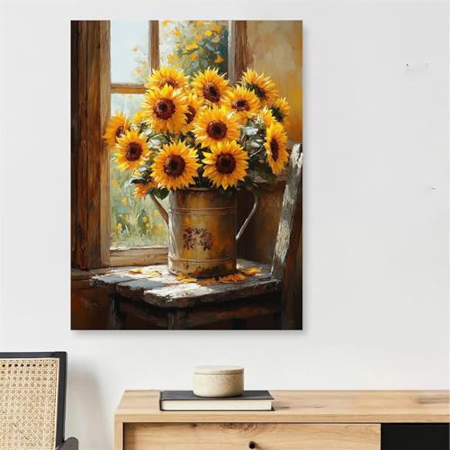 Peinture par numero adulte tournesol grand format 80x120cm cadre bois
