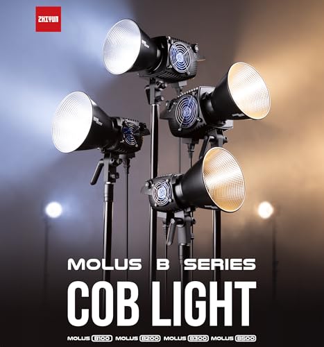 Image of ZHIYUN MOLUS B200 200W COB LED Video Light 2700K-6500K CRI 96+ TLCI 96+ 39990 Lux /1M App Control 13 Scene Effects Bowens Mount Silent Continuous Output Lighting for Photography Studio Light
