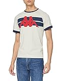 Inspiración retro Kappa Nazar Auth tee Camiseta, Hombre, White Bone/Blue Navy, M