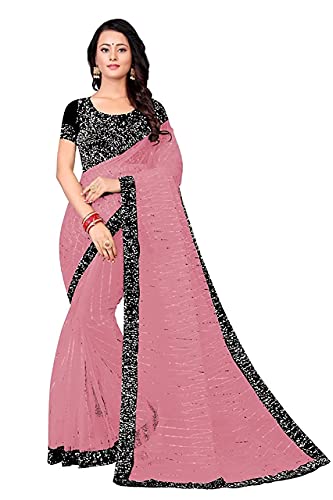 Sari rose oignon 1011 Aashita Creations haut de gamme avec chemisier assorti