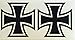 Aufgeklebt 2X Eiserne Kreuz schwarz Iron Cross Sticker Dapper Auto Aufkleber Tuning Oldschool Rat