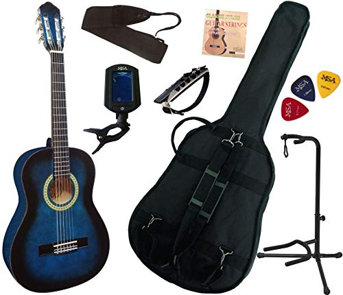 Pack Guitare Classique 1/2 Pour Gaucher (6-9ans) Avec 7 Accessoires (bleu) - Les Beatles, Paul McCartney, John Lennon, RIngo Starr, George Harrison Pack Guitare Classique 1/2 Pour Gaucher (6-9ans) Avec 7 Accessoires (bleu)