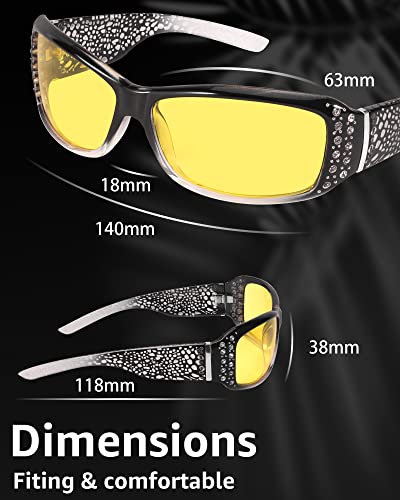 LVIOE Night Vision Glasses for Driving Anti Glare Night Driving Glasses Polarized Yellow Tinted Lens for Women UV Protection3