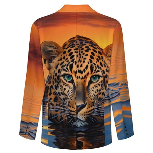 Leopard Water Sunset Men's Casual Blazers Slim Fit Sport Coats Blazer Two Buttons Suit Jacket for Work Party 5