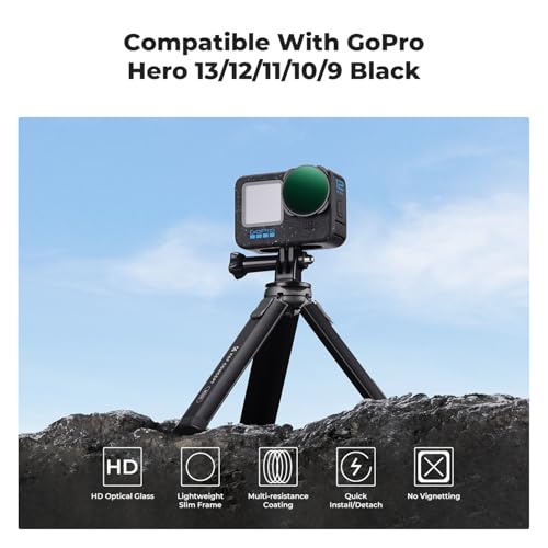 Image of K&F Concept Variable ND2-32 Filter Compatible with GoPro Hero 13 Black, Neutral Density Light Reduction Filter for Go Pro 12 /11 /10 /9 Black, Multicoated HD Optical Glass Action Camera Accessories | Neutral Density Light Reduction Multicoated HD Optical Glass Camera Accessories, FG011