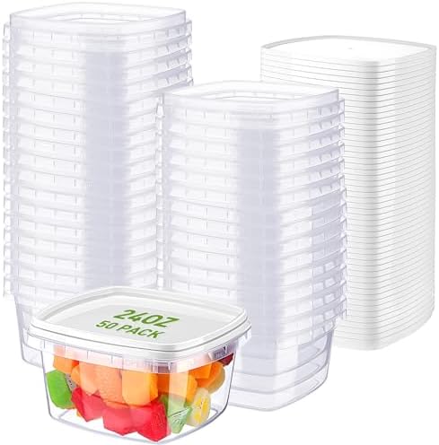 Amazon.com: NYHI 16 oz. 20 Pack Square Clear Deli Containers with Lids ...
