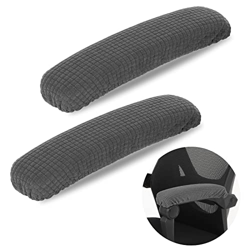 Tiesome 2Pcs Office Chair Arm Armrest Covers, Stretchable Polyester Office Chair Protector Covers Relieves Elbow Discomfort (Length-40Cm) (Gray) #TOP28