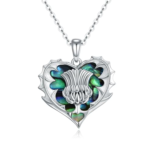 Collier chardon écossais en argent 925 VONALA et nacre d'ormeau
