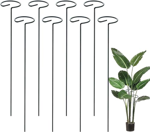 Garden Mile Heavy Duty Large Circular Plant Growing Support Frame Adjustable Spiral Rings Plant Support Stakes for Climbing Plants, Flower and Vegetables 10pc Single Stem Metal Plant Support Rings