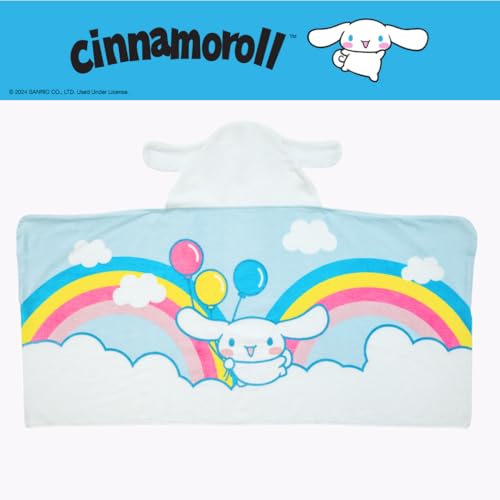 Image of Sanrio Cinnamoroll Kids Super Soft Bath /Pool /Beach Soft Cotton Terry Hooded Towel Wrap, 24 in x 50 in, (Officially Licensed Product) By Franco