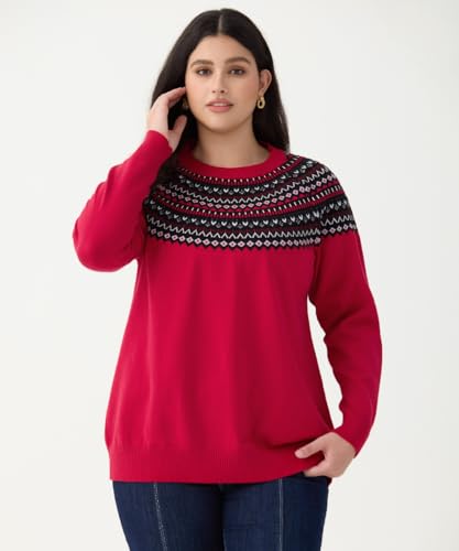 Image of CARCOS Plus Size Sweaters for Women Solid Crew Neck Knit Tops Casual Long Sleeve Pullover Sweater Sparkly Tunic Shirts