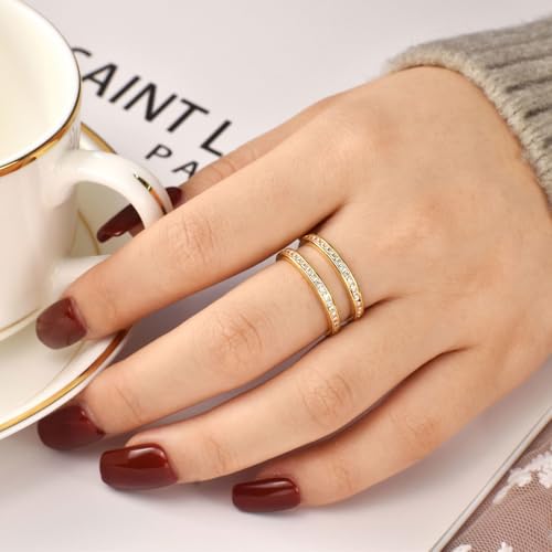 Wuziwen Vintage Princess Ring Enhancer for Women AAAAA CZ Wedding Band Set 925 Sterling Silver3