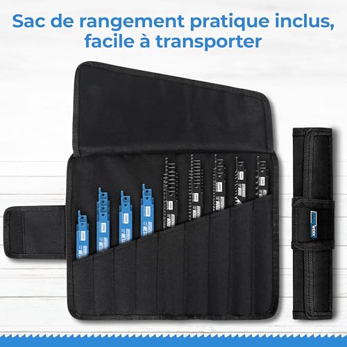 Effektwerk Lames de scie alternative (32 pièces), jeu de lames de scie de rechange en acier au carbure, scies sabre HCS et bimétalliques pour bois, métal et plastique – vue 6