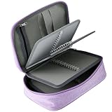 Vkwcck Estuche Escolar Grande con 5 Compartimentos y 3 Separadores Extraíbles, Estuche de Lápices Multifuncional en Oxford para Escuela, Oficina y Viajes (Purple)