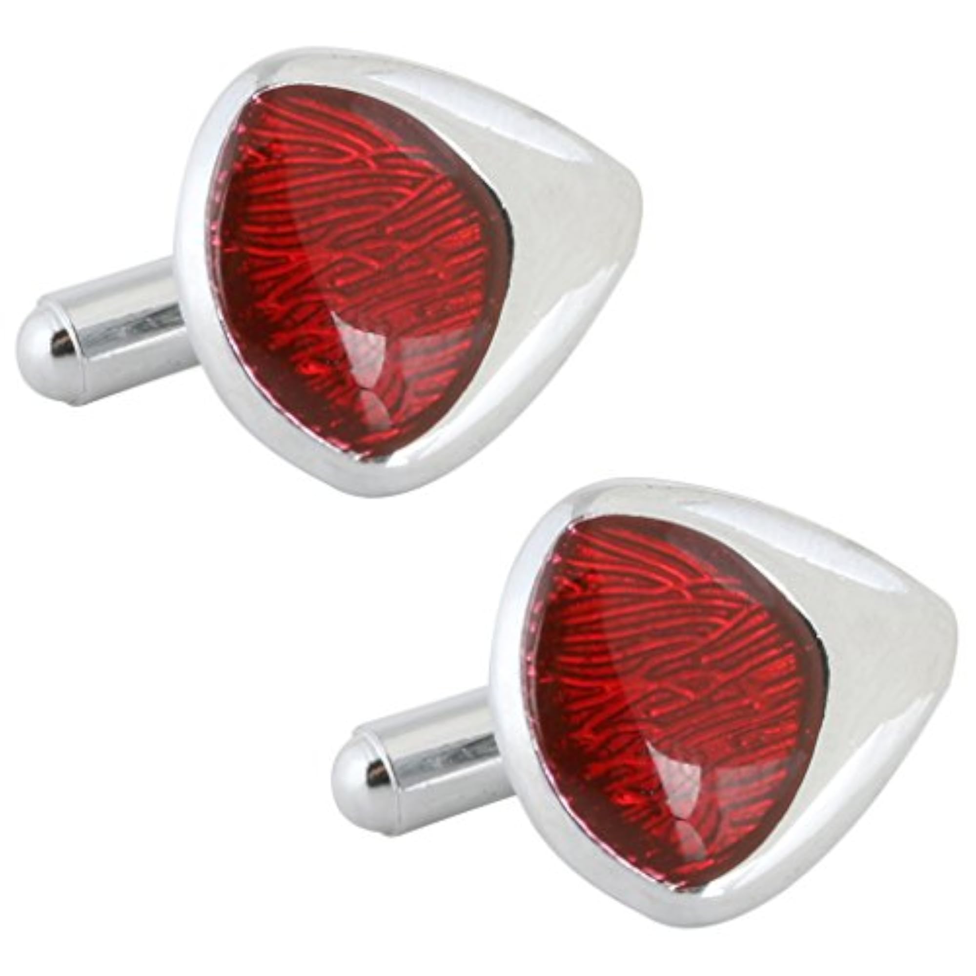 Men's Silver Red Cufflinks for French Cuff Shirts