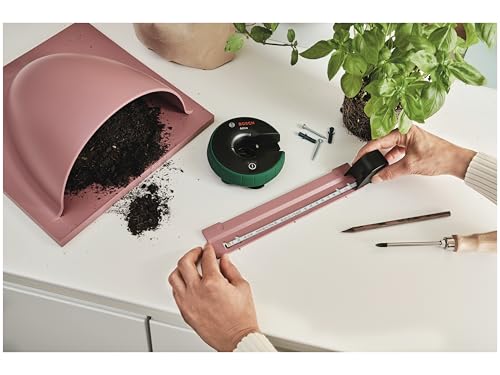 Bosch All-in-One-Linienlaser Atino der 2. Generation, abnehmbares und feststellbares Maßband (horizontale oder vertikale Ausrichtung, Befestigung an rauen und glatten Oberflächen, E-Commerce Karton)