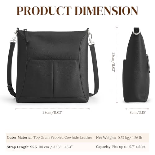 S-ZONE Leather Crossbody Bags for Women RFID Blocking Travel Purse Designer Shoulder Handbags Adjustable Strap3