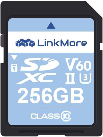 LinkMore XV26 256GB SDXC UHS-II Card UHS-II SD Card, C10, U3, V60, SD Card for Digital Camera, Drone Support 4K 8K Video, Camera Memory Cards up to 250MB/s Read Speed, 200MB/s Write Speed