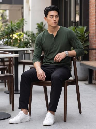 Image of BULLMER Men's Trendy Full Sleeve Henley Neck T-Shirt | Cotton Blend Solid Casual Tee | Stylish Menswear for Everyday | Sizes S to 2XL - Pack 1