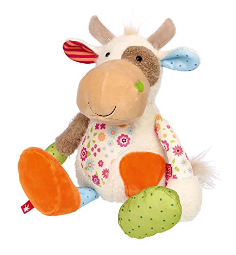 Doudou vache patchwork pour apaiser bébé et enfants de 0 à 8 ans