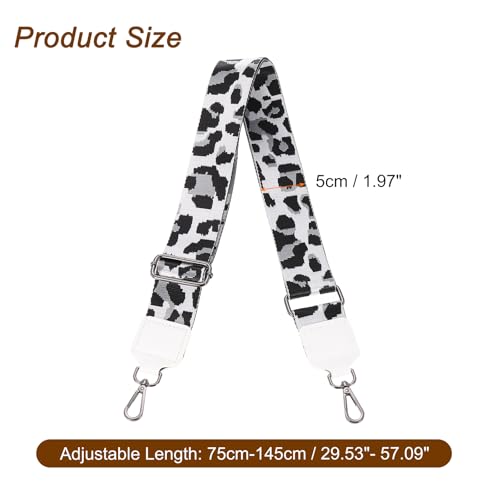 Image of uxcell Wide Shoulder Strap, 5cm Adjustable Purse Strap Replacement Crossbody Strap for Shoulder Bag Handbag, White, Black Square Mouth Buckle
