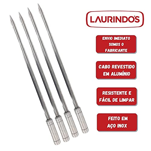 Kit 4 Espetos Espada Inox 40cm Para Churrasco - Resistente