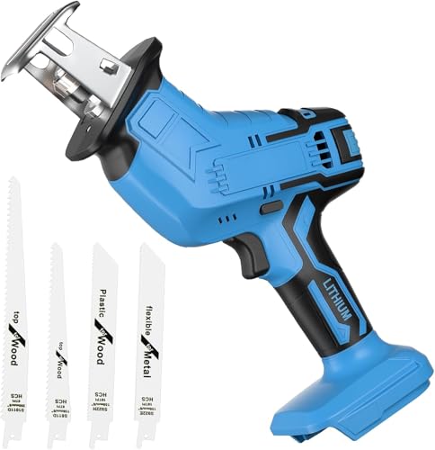 Cordless Reciprocating Saw for BL1830 18V Battery (No Battery), Brushless Reciprocating Saw 3500SPM Stroke Speed with 4 Blades for Metal/Wood/PVC Cutting Tool
