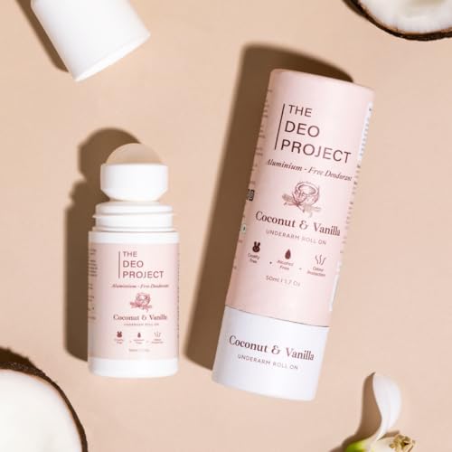 Image of Coconut & Vanilla Natural Roll On | Alcohol & Aluminium-Free | Prevents Odour, Reduces Pigmentation, Long Lasting | Suitable for Sensitive Skin | Vegan | Unisex - 50ML