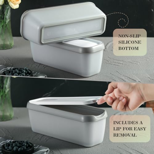Ice Cream Containers,2Pack Ice Cream Containers for Homemade Ice Cream(1.5 Quart Each),Reusable Plastic Ice Cream Tubs Storage Containers Ice Cream Cups with Lids for Freezer