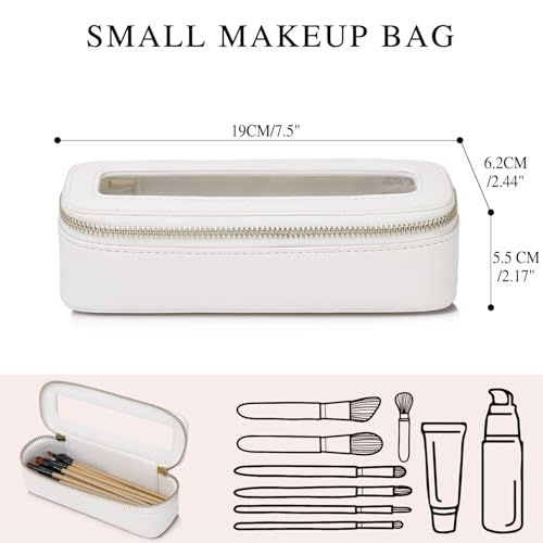 Pinkmik Makeup Brush Bag Slim Clear Makeup Bag Transparent Travel Cosmetic Case & Toiletry Bag with Zipper Small Beatuy Makeup Bag Purse Organizer for Women (White, SLIM)2